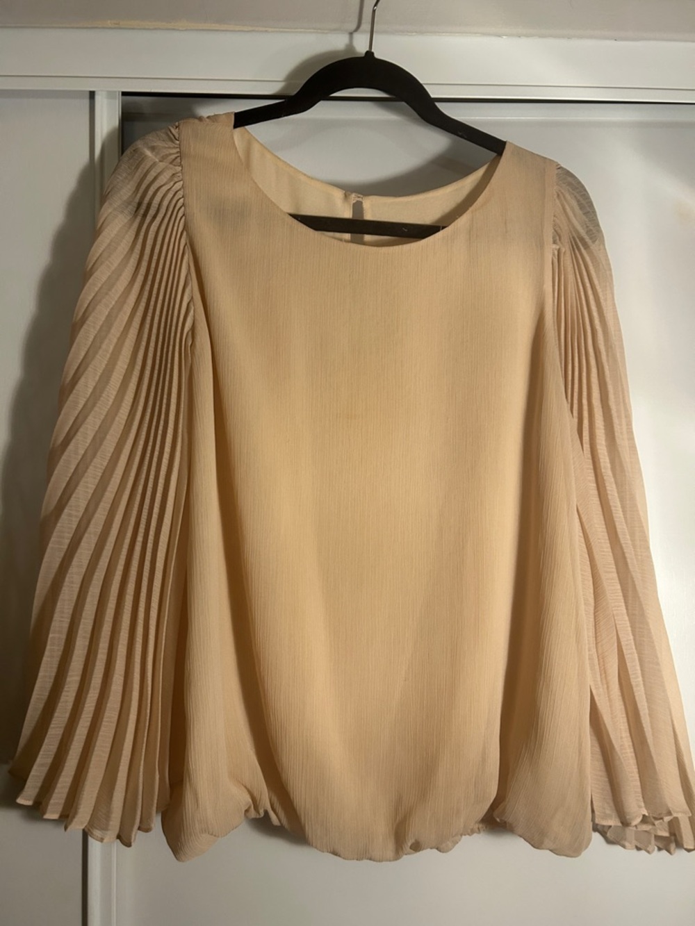 Women’s Blush Pleated Sleeve Blouse